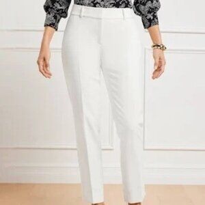 Talbots Women's Hampshire Ankle Pants Flat Front White Size 16 Classic Office